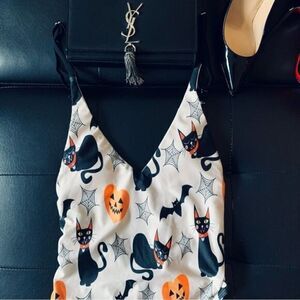Halloween Cat Print Bodysuit
